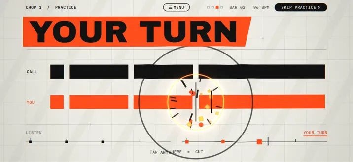 iPhone build, Metal frame: the YOUR TURN prompt above the CALL and YOU lanes.